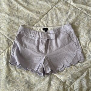 JCrew Light Purple High Waist Scalloped Shorts